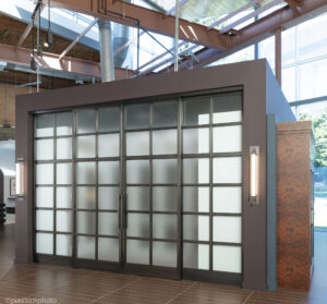 Blackened Steel Doors at Subzero Showroom